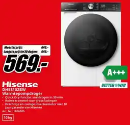 MediaMarkt Hisense DH5S102BW Warmtepompdroger aanbieding