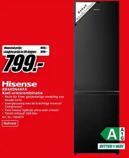 MediaMarkt Hisense RB440N4AFA Koel-vriescombinatie aanbieding