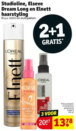 Kruidvat Studioline, Elseve Dream Long en Elnett haarstyling aanbieding