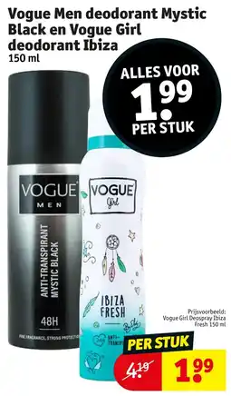 Kruidvat Vogue Men deodorant Mystic Black en Vogue Girl deodorant Ibiza aanbieding