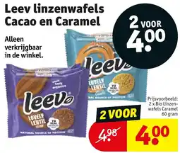 Kruidvat Leev linzenwafels Cacao en Caramel aanbieding