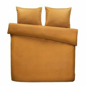 Leen Bakker Easy dekbedovertrek Simba - caramelkleur - 200x200 cm - Leen Bakker aanbieding