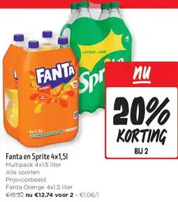 Jumbo Fanta en Sprite 4x1,5l aanbieding