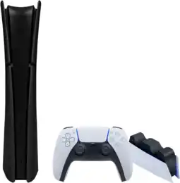 Coolblue PlayStation 5 Slim Digital Edition + Covers Zwart + Oplaadstation aanbieding