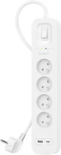Coolblue Belkin Surge Protection 4 Outlet 2 Meter Usb C Wit aanbieding