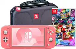 Coolblue Nintendo Switch Lite Corail + Mario Kart 8 Deluxe + Bigben Étui de Protection aanbieding