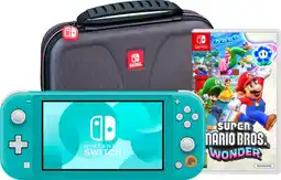 Coolblue Nintendo Switch Lite Turquoise + Super Mario Bros. Wonder + Housse de Protection aanbieding