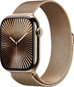 Coolblue Apple Watch Series 10 4G 46 mm Titane Or Bracelet Milanais M/L aanbieding