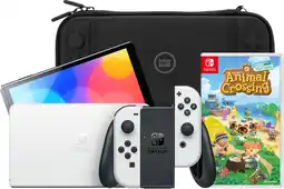 Coolblue Nintendo Switch OLED Blanc + Animal Crossing New Horizons + BlueBuilt Housse de Protection aanbieding