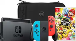 Coolblue Nintendo Switch Bleu/Rouge + Mario Party Jamboree + BlueBuilt Housse de Protection aanbieding