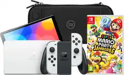 Coolblue Nintendo Switch OLED Blanc + Mario Party Jamboree + BlueBuilt Housse de Protection aanbieding