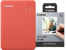 Coolblue Canon SELPHY QX20 Rouge + Canon Papier XS-20L (20 Pièces) aanbieding