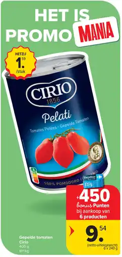 Carrefour Gepelde tomaten Cirio aanbieding