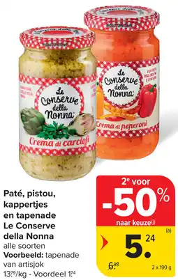 Carrefour Paté, pistou, kappertjes en tapenade Le Conserve della Nonna aanbieding