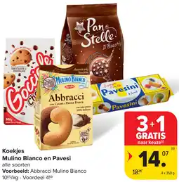 Carrefour Koekjes Mulino Bianco en Pavesi aanbieding