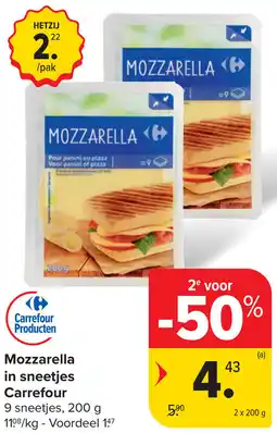 Carrefour Mozzarella in sneetjes Carrefour aanbieding