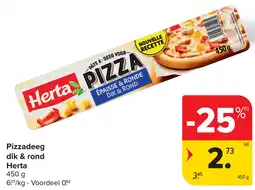 Carrefour Pizzadeeg dik & rond aanbieding