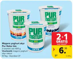 Carrefour Magere yoghurt skyr Pur Natur bio aanbieding