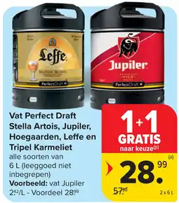 Carrefour Vat Perfect Draft Stella Artois, Jupiler, Hoegaarden, Leffe en Tripel Karmeliet aanbieding