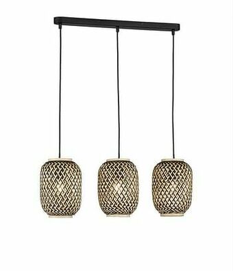Zelfbouwmarkt Hanglamp Zwart Bamboe Excl Lamp 3xe27 Lengte 71cm aanbieding