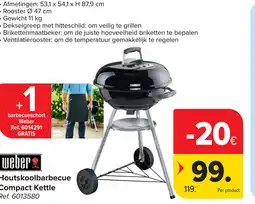 Carrefour Weber Houtskoolbarbecue Compact Kettle aanbieding