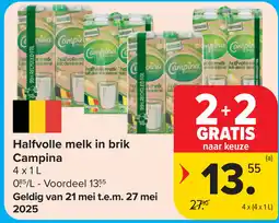 Carrefour Market Halfvolle melk in brik Campina aanbieding