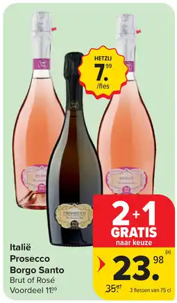Carrefour Market Italië Prosecco Borgo Santo Brut of Rosé aanbieding