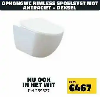 Bouwcenter Frans Vlaeminck Ophangwc rimless spoelsyst wit + deksel aanbieding