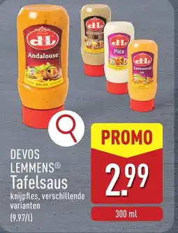ALDI Devos lemmens tafelsaus knijpfles aanbieding