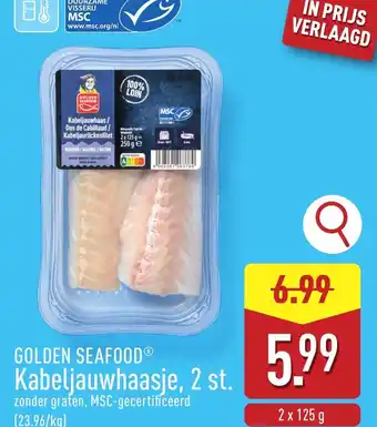 ALDI Golden seafood kabeljauwhaasje, aanbieding
