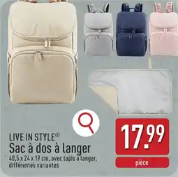ALDI Live in style sac à dos à langer aanbieding