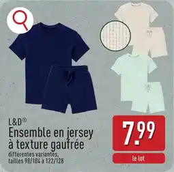 ALDI L&D Ensemble en jersey à texture gaufrée aanbieding
