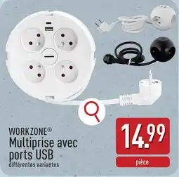 ALDI Workzone Multiprise avec ports USB aanbieding