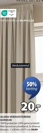 Jysk Aldra verduisterend gordijn aanbieding