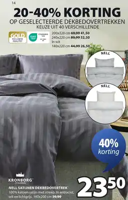 Jysk Kronborg nell satijnen dekbedovertrek aanbieding