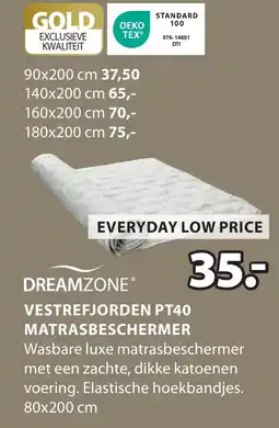 Jysk Dreamzone vestrefjorden matrasbeschermer PT40 aanbieding
