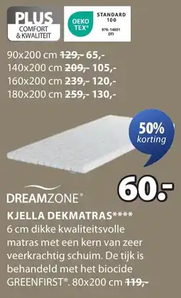 Jysk Dreamzone kjella dekmatras aanbieding