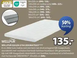 Jysk Wellpur gulen GT65 dekmatras aanbieding