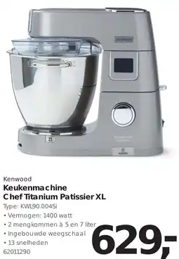 Hanos Kenwood Keukenmachine Chef Titanium Patissier XL aanbieding