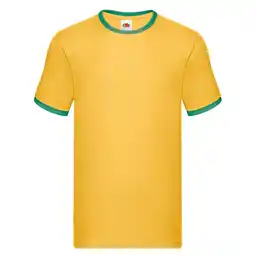 Decathlon Unisex Ringer Katoenen Tshirt voor volwassenen (Zonnebloem/Kelly Green) aanbieding