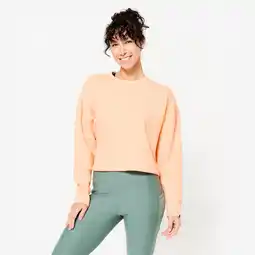 Decathlon Cropped sweater voor fitness dames perzik aanbieding