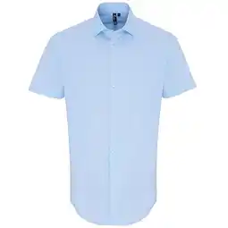 Decathlon Heren Poplin Stretch Overhemd met Korte Mouwen (Lichtblauw) aanbieding
