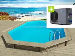 Decathlon Houten zwembad Florida 130 - 657 x 457 x 131 cm + warmtepomp - Vermogen 6,1 kW aanbieding