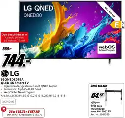 MediaMarkt LG 65QNED80T6A QLED 4K Smart TV aanbieding