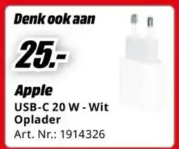 MediaMarkt Apple USB-C 20 W-Wit Oplader aanbieding