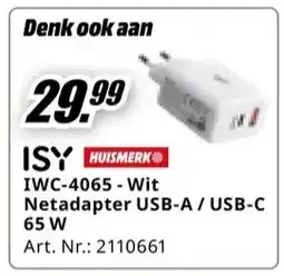 MediaMarkt IWC-4065-Wit Netadapter USB-A/USB-C aanbieding
