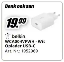 MediaMarkt belkin WCA004VFWH-Wit Oplader USB-C aanbieding