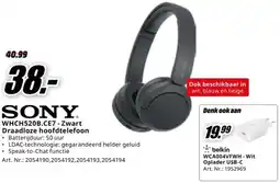 MediaMarkt SONY WHCH520B.CE7-Zwart Draadloze hoofdtelefoon aanbieding