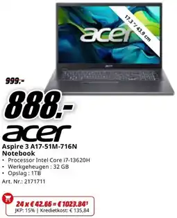 MediaMarkt acer Aspire 3 A17-51M-716N Notebook aanbieding