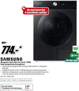 MediaMarkt SAMSUNG BETTER WAY Bespoke QuickDrive serie 7000 Warmtepomp droogkast aanbieding